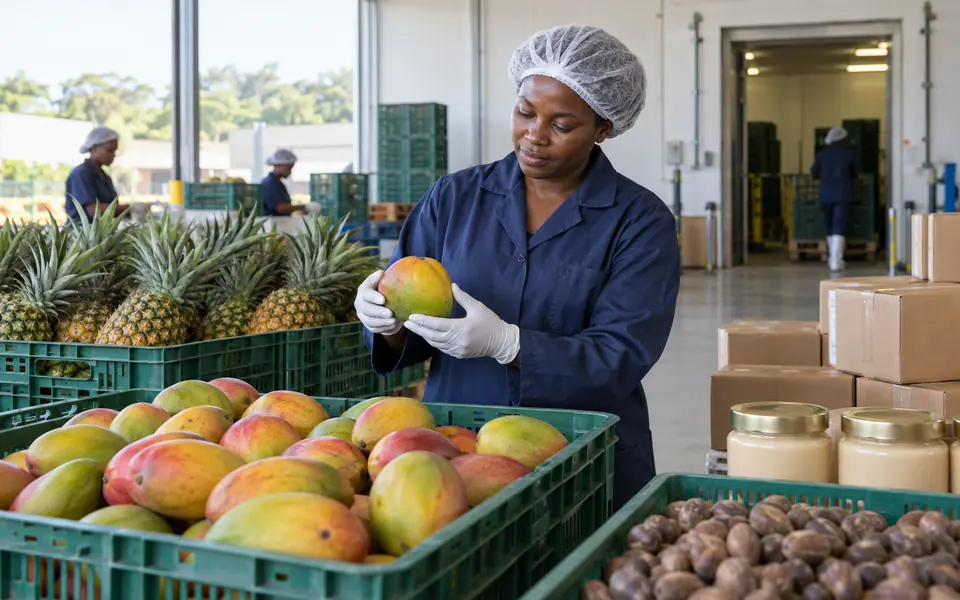 Fresh Ghanaian produce prepared for temperature-controlled export